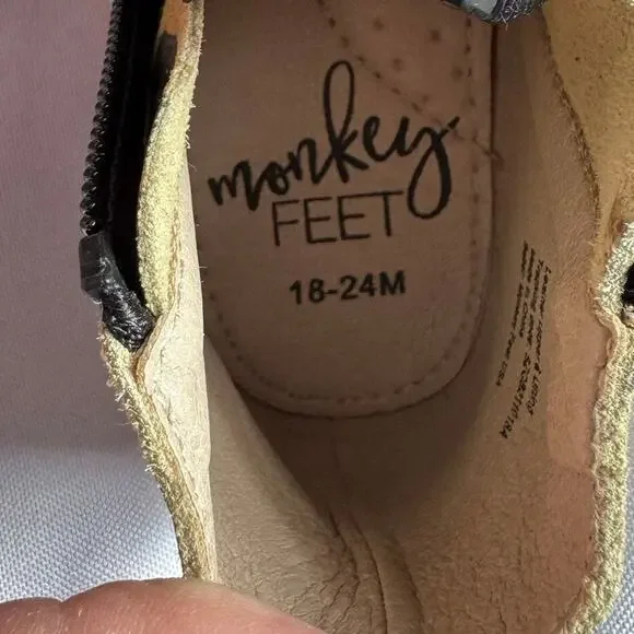 Boutique Girls Leopard Print Ankle Boots Size 18–24M Leather Neutral NEW - Picture 2 of 8